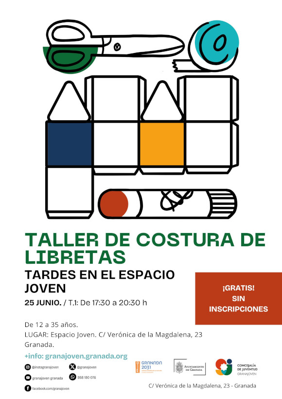 ©Ayto.Granada: Enredate: Tardes en el Espacio Joven. COSIDO DE LIBRETAS